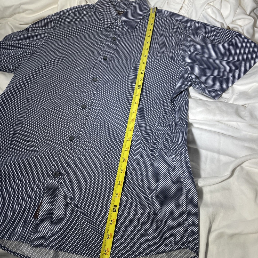 Michael Kors Mens Size M Classic Fit Navy Blue Button Up Short Sleeve Shirt - Picture 11 of 15